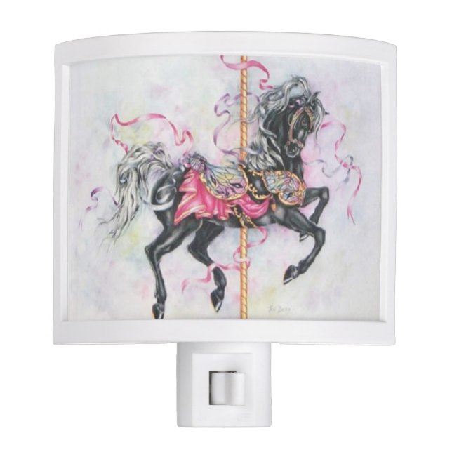 Black Carousel Horse Night Lite (Front)