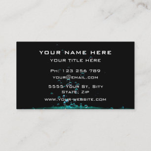 Black Carte de visite Aqua Turquoise Water Drops