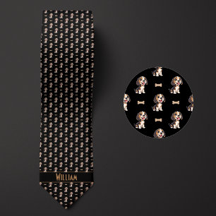 Black Cartoon Beagle Tie