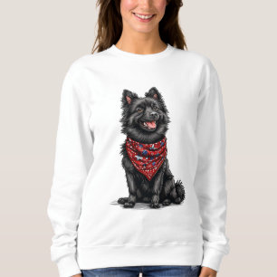 Black Cartoon Dog With Bandana Sweatshirt
