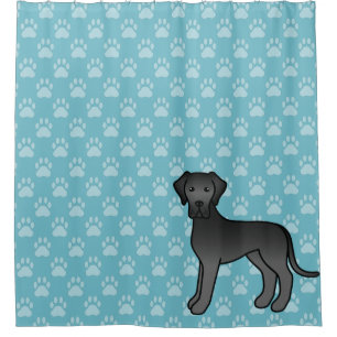 Black Cartoon Great Dane Dog On Blue