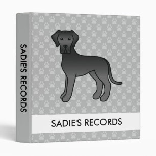 Black Cartoon Great Dane With Custom Text Binder