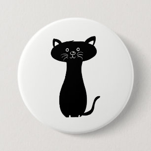 Black Cartoon Kitty 3 Inch Round Button