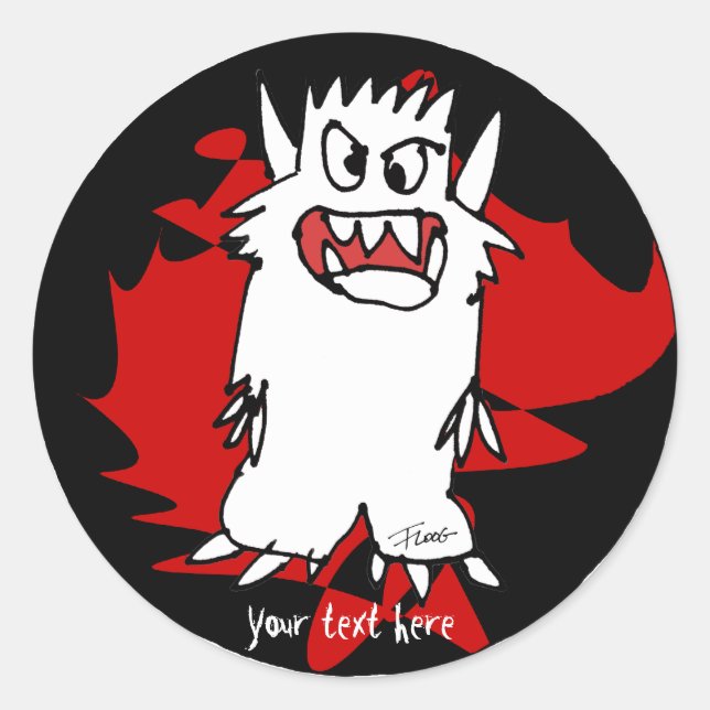Black Cartoon Monster Personalized Label (Front)