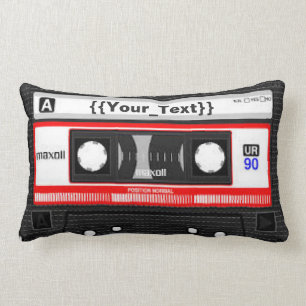 Black Cassette Tape Lumbar Pillow