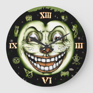 Black Cat 13 Crazy Clock Halloween Wall Clock