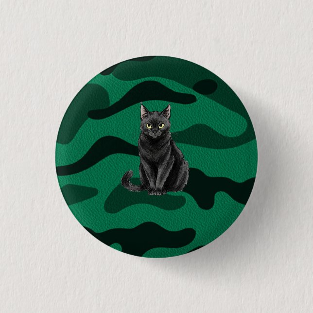 Black Cat 1 Inch Round Button (Front)