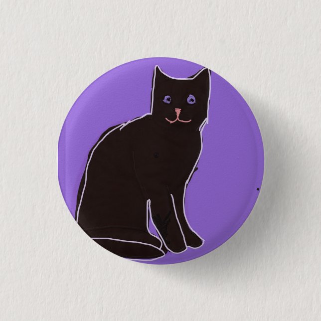 Black Cat 1 Inch Round Button (Front)