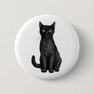 Black cat 2 inch round button