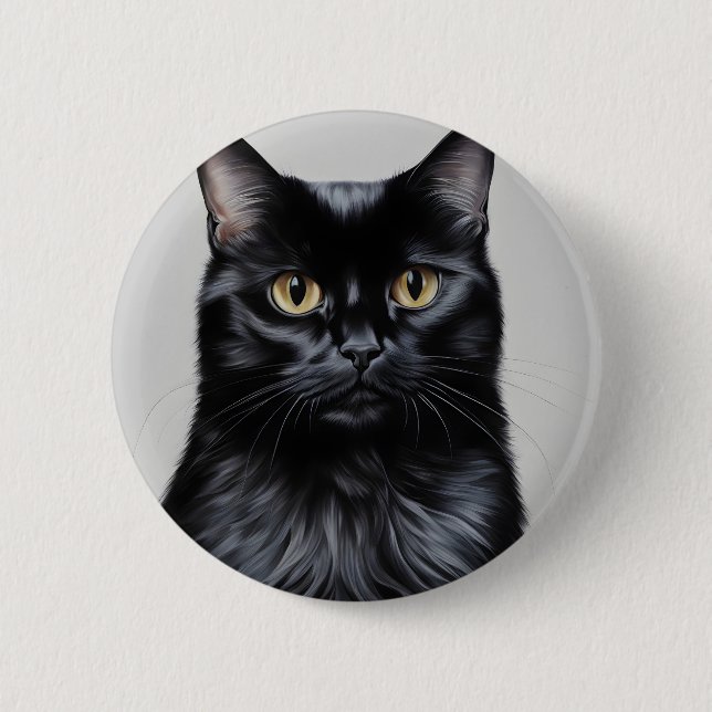 Black Cat 2 Inch Round Button (Front)