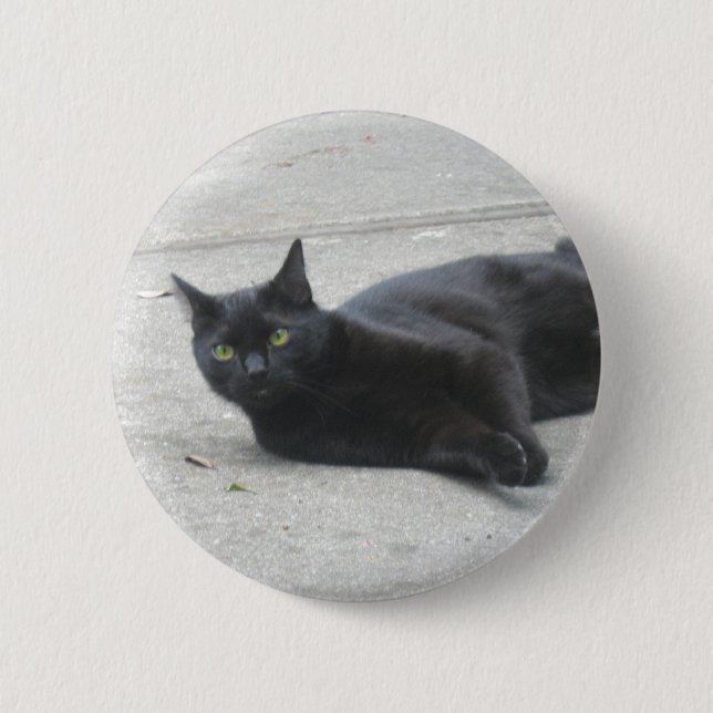 Black  Cat 2 Inch Round Button (Front)