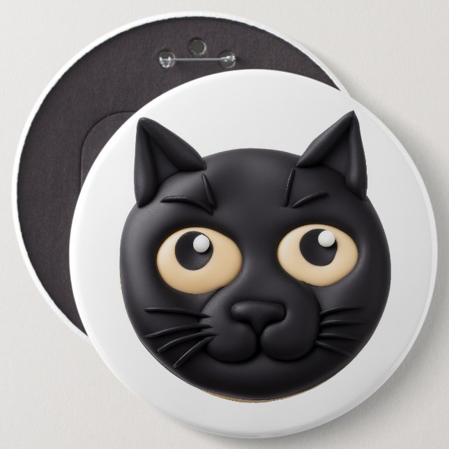 Black Cat 3D Inspired 6 Inch Round Button (Front & Back)