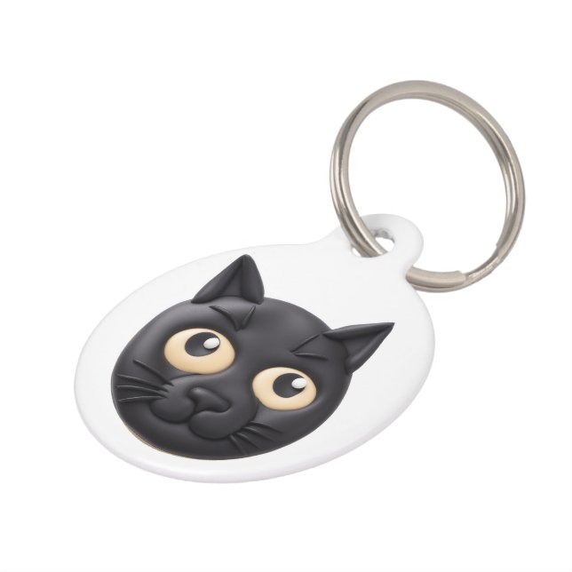 Black Cat 3D Inspired Pet Tag (Side)