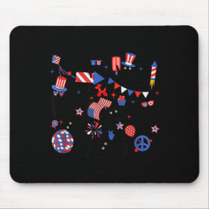 Black Cat 4th Of July Usa Flag Cat Usa Mouse Pad