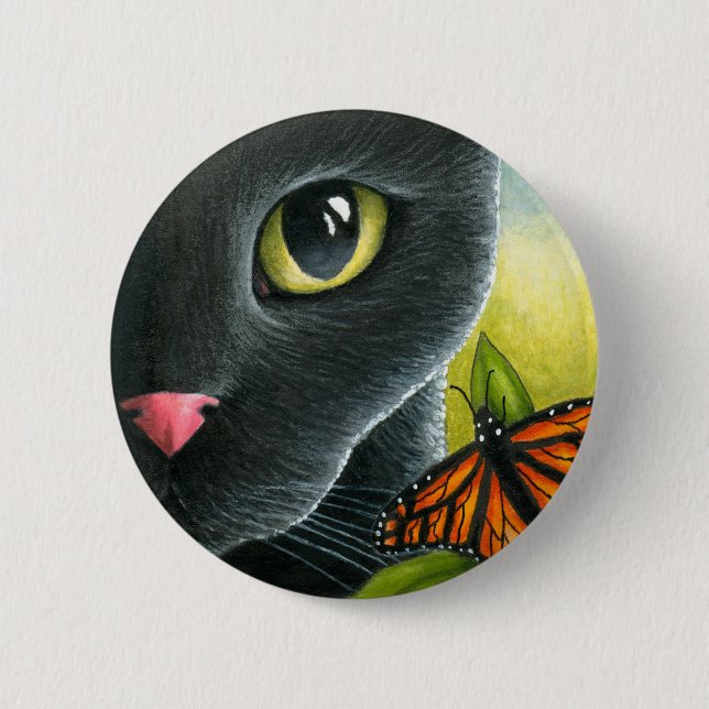 Black Cat 555 2 Inch Round Button (Front)
