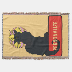 Black Cat, add text,  Throw Blanket