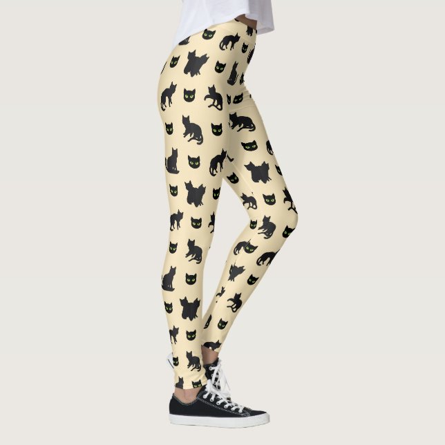 Black Cat Aesthetic Cute Gothic Pattern Leggings (Right)