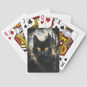 Black Cat and a Haunted House Playing Card Deck