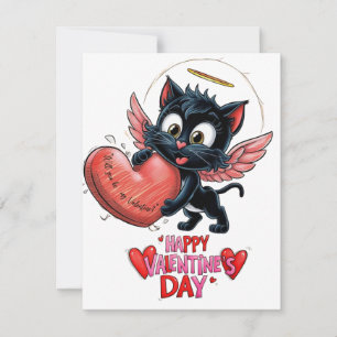 "Black cat and a heart full of love" Card