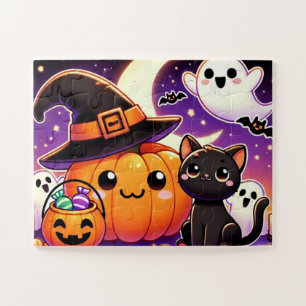 Black Cat And a Pumpkin Jigsaw Puzzle