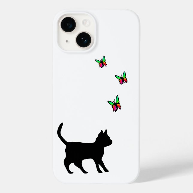 Black Cat and Butterfly Case-Mate iPhone Case (Back)