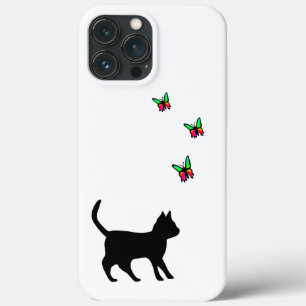 Black cat and Butterfly iPhone 13 Pro Max Case