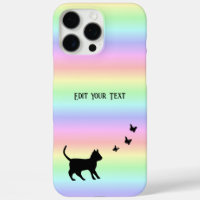 Black Cat and Butterfly on Rainbow