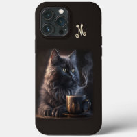 Black Cat and Coffee wiht Monogram
