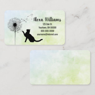 Black Cat and Dandelion Seedlings Business Card
