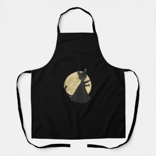 Black Cat and Full Moon Halloween Night  Apron