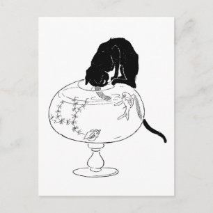 Black Cat and Goldfish, Alexandre Steinlen Postcard
