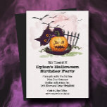 Black Cat and Jack o' Lantern Halloween<br><div class="desc">Bats in the sky fly above a scared black cat and a creepy leering jack o' lantern on these invitations. Fun for Halloween costume party invitations,  kid's birthday party invitations,  adult Halloween costume party invitations,  just change the wording to fit your occasion. MATCHING items in our collection.</div>