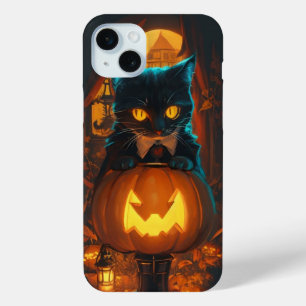 Black cat and Jack oi lantern iPhone 15 Mini Case