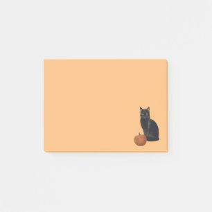Black Cat and Orange Pumpkin Photos Light Orange Post-it Notes