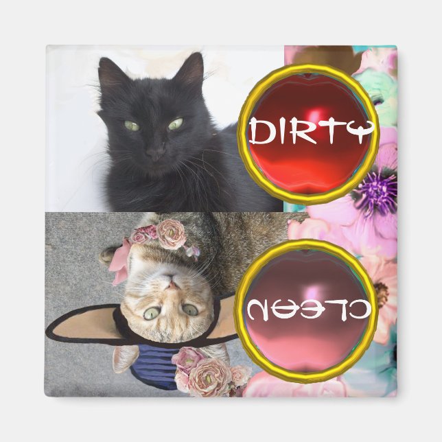 BLACK CAT AND PRINCESS TATUS DIRTY CLEAN MAGNET (Front)