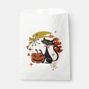 Black Cat and Pumpkin Atomic Retro Halloween T-Shi Favour Bag