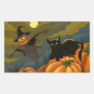 Black cat and pumpkin scarecrow sticker