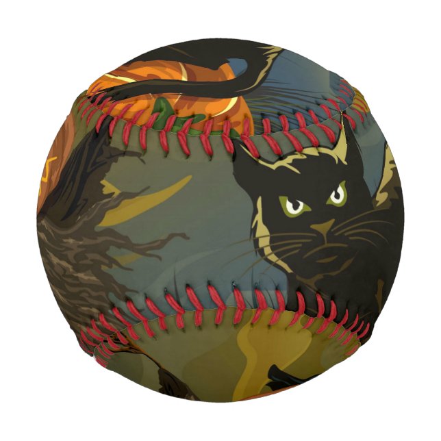 Black cat and pumpkin scarecrows baseball (Back)