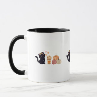 Black Cat and Pumpkin Spice Mug