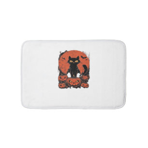 Black Cat and Pumpkins – Halloween T-Shirt Art Cla Bath Mat