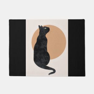 Black Cat and Yellow Sun Doormat
