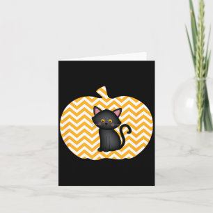Black Cat And Zigzag Pumpkin Halloween Men Women Card