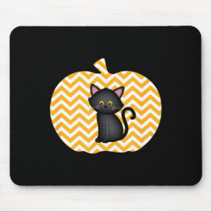 Black Cat And Zigzag Pumpkin Halloween Men Women Mouse Pad