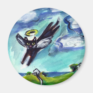 Black cat Angel Magnet