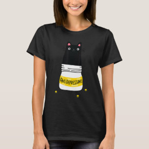 Black Cat Antidepressant Cute Cat Kitten Cute Kitt T-Shirt