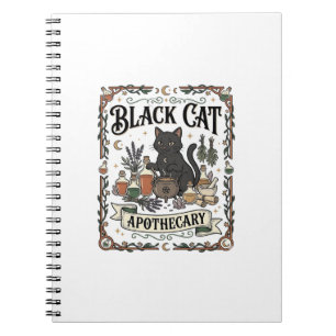 Black Cat Apothecary Cat Witchy Mystic Apothecary  Notebook