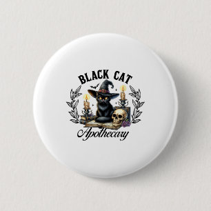 Black Cat Apothecary Funny Halloween Witchy Women 2 Inch Round Button