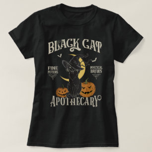 Black Cat Apothecary   Retro Halloween Design T-Shirt