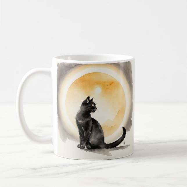 Black Cat Aquarell Coffee Mug (Left)