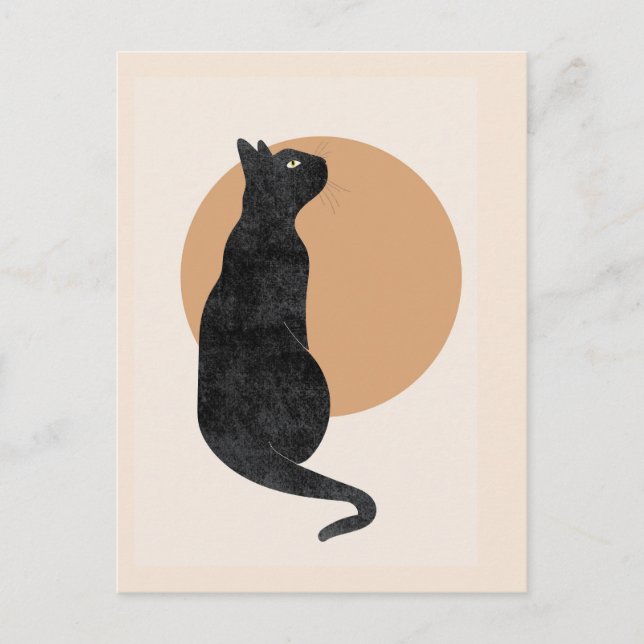 Black cat art deco postcard (Front)